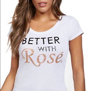 METALLIC-FOIL "BETTER WITH ROSÉ" TEE (Large)